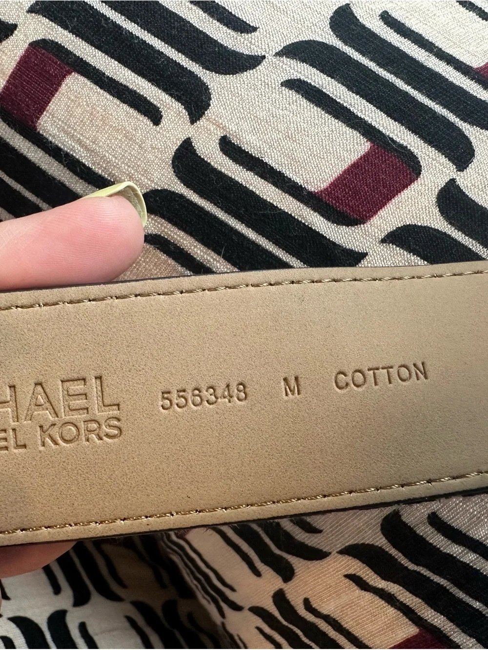 Michael Kors Black and Beige MK Logo Belts with Gold and Silver Buckles